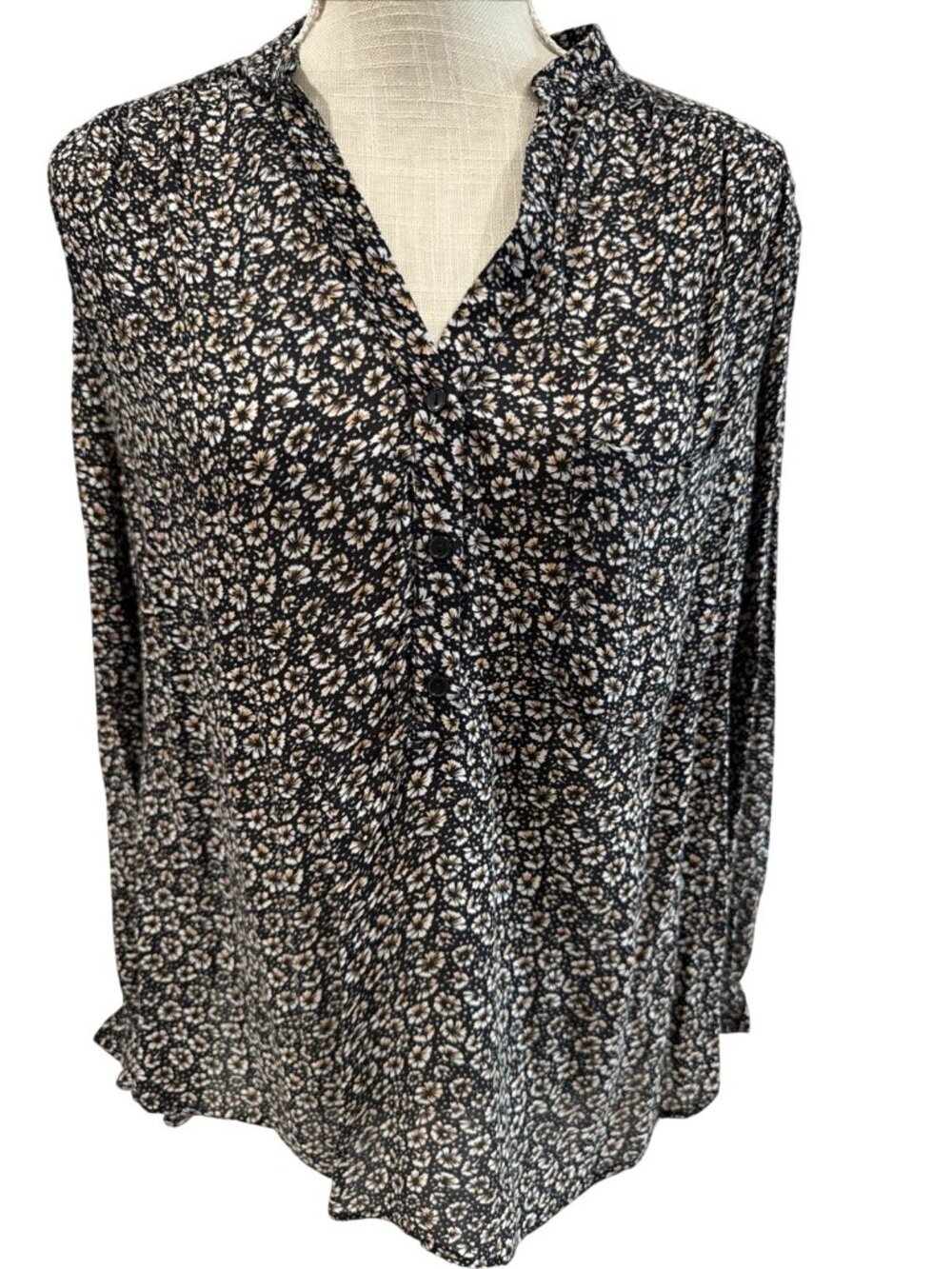 H&M Womens Black & White Floral Blouse Size 14